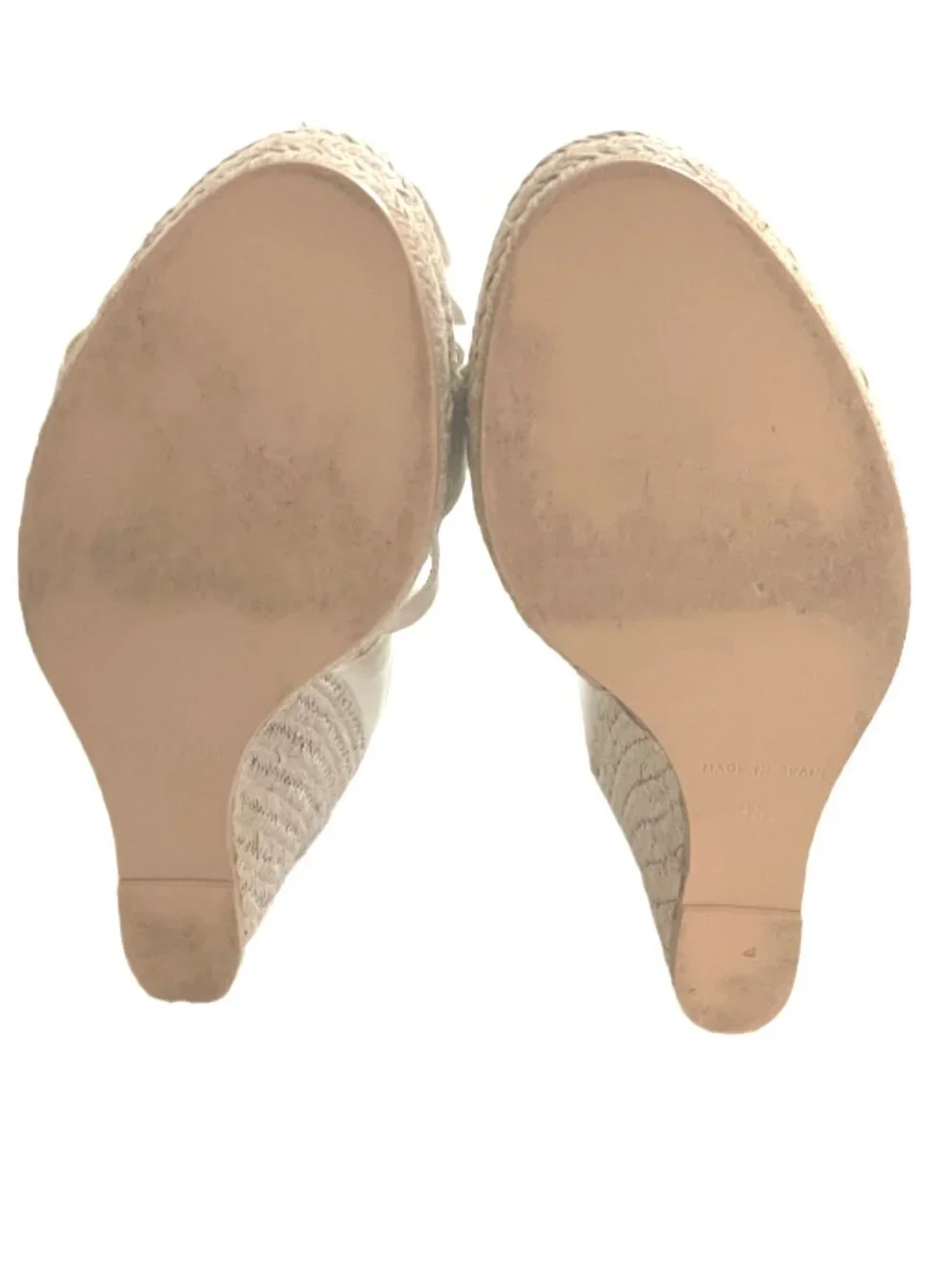 Jean-Michel Cazabat “Fella” Beige Wedge Sandals Espadrille Jute Soles Size 8